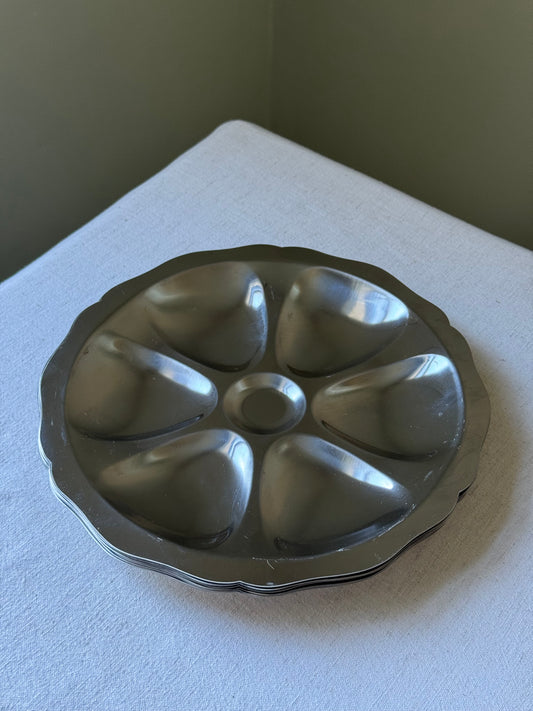 French 1970’s Stainless Steel Oyster Plates