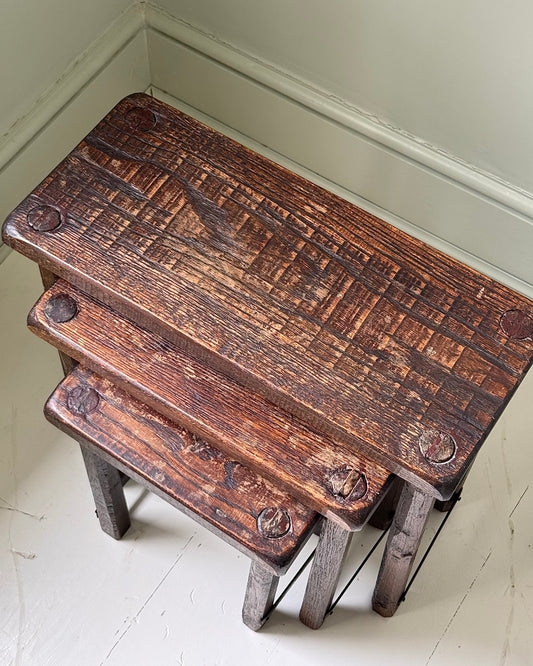 Brutalist Eastern European Nest of 3 Tables