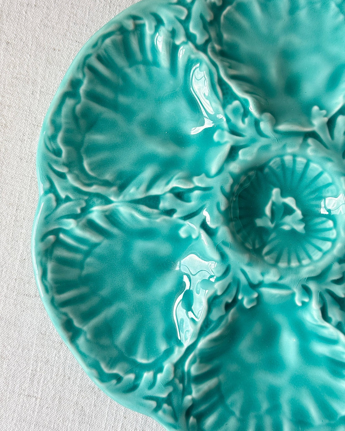 Turquoise Glaze Oyster Plates by Gien - Club Sourced
