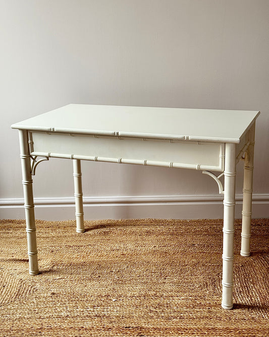 ON HOLD Faux Bamboo White Lacquered Dressing Table