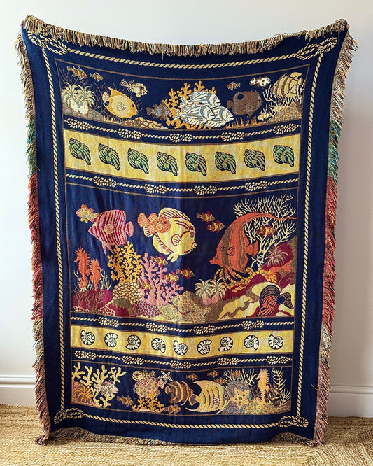 Swedish Mid-century Woven Wool Reversible Blanket