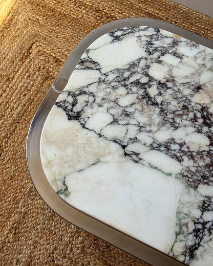 Italian Chrome and Viola Marble Coffee Table