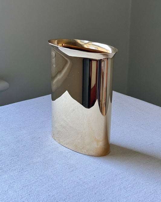 Vintage Swedish Brass Oval Vase by Gunilla Lindahl for Scandia Present