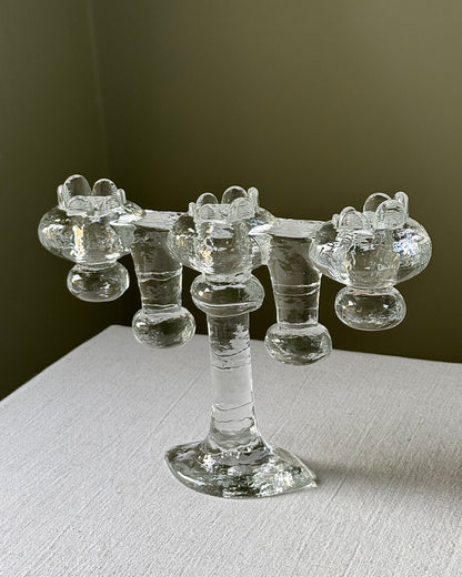 Swedish Glass Candelabra by Pukeberg Glasbruk