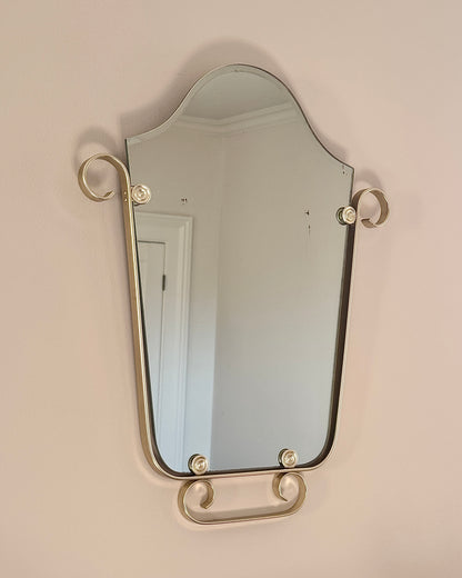 1960s Belgian Floating Scroll Shield Mirror