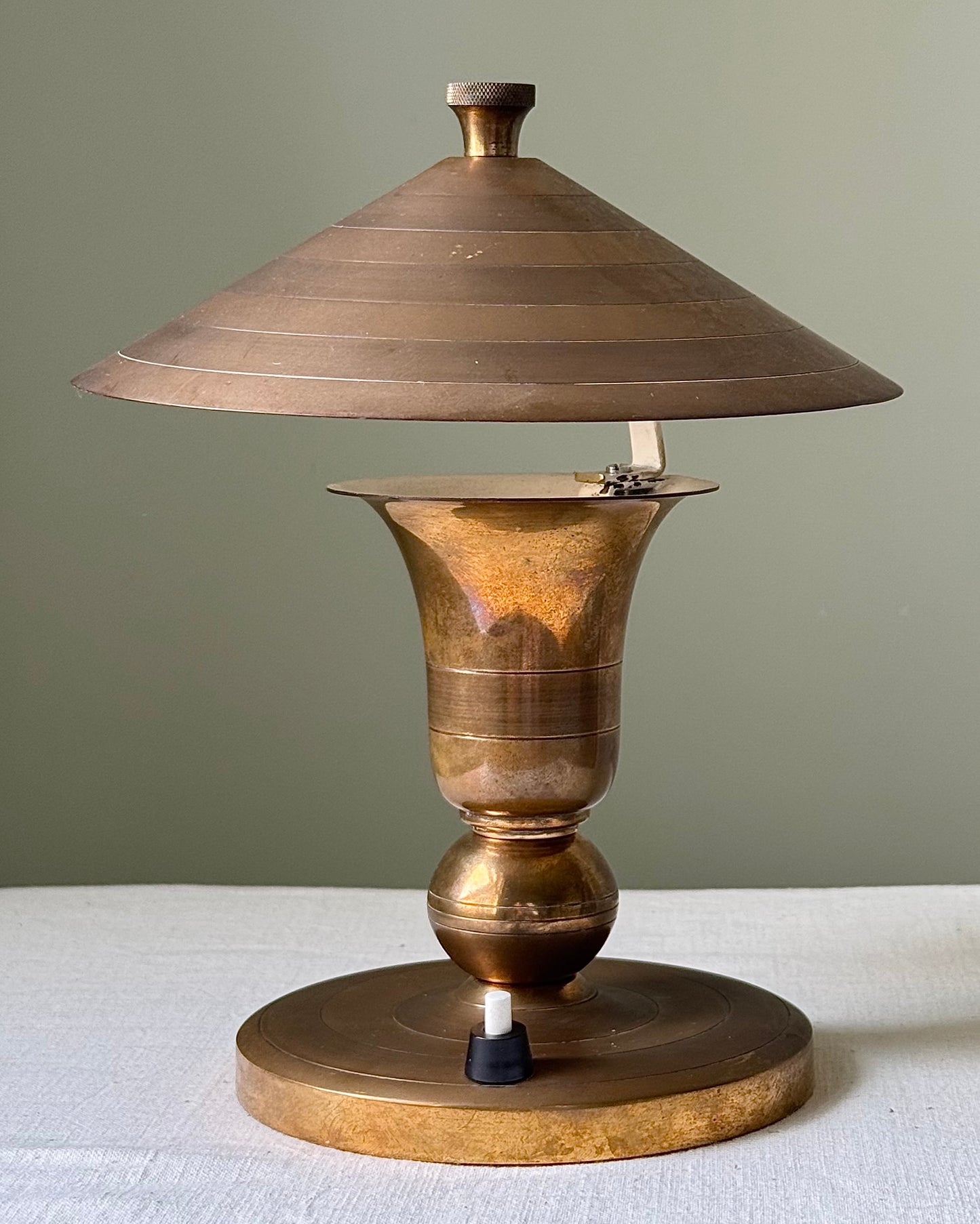 Pair of Brass Art Deco Belgian Table Lamps, signed Gersyl