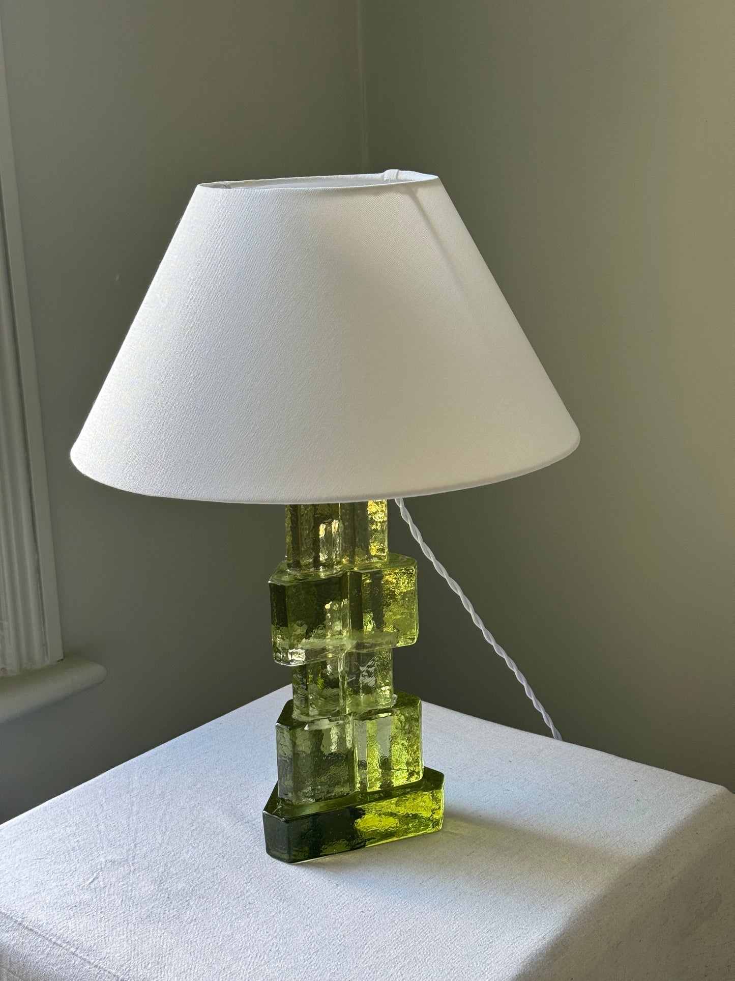 1960s Swedish Green Glass Lamp by Ateljé Engberg