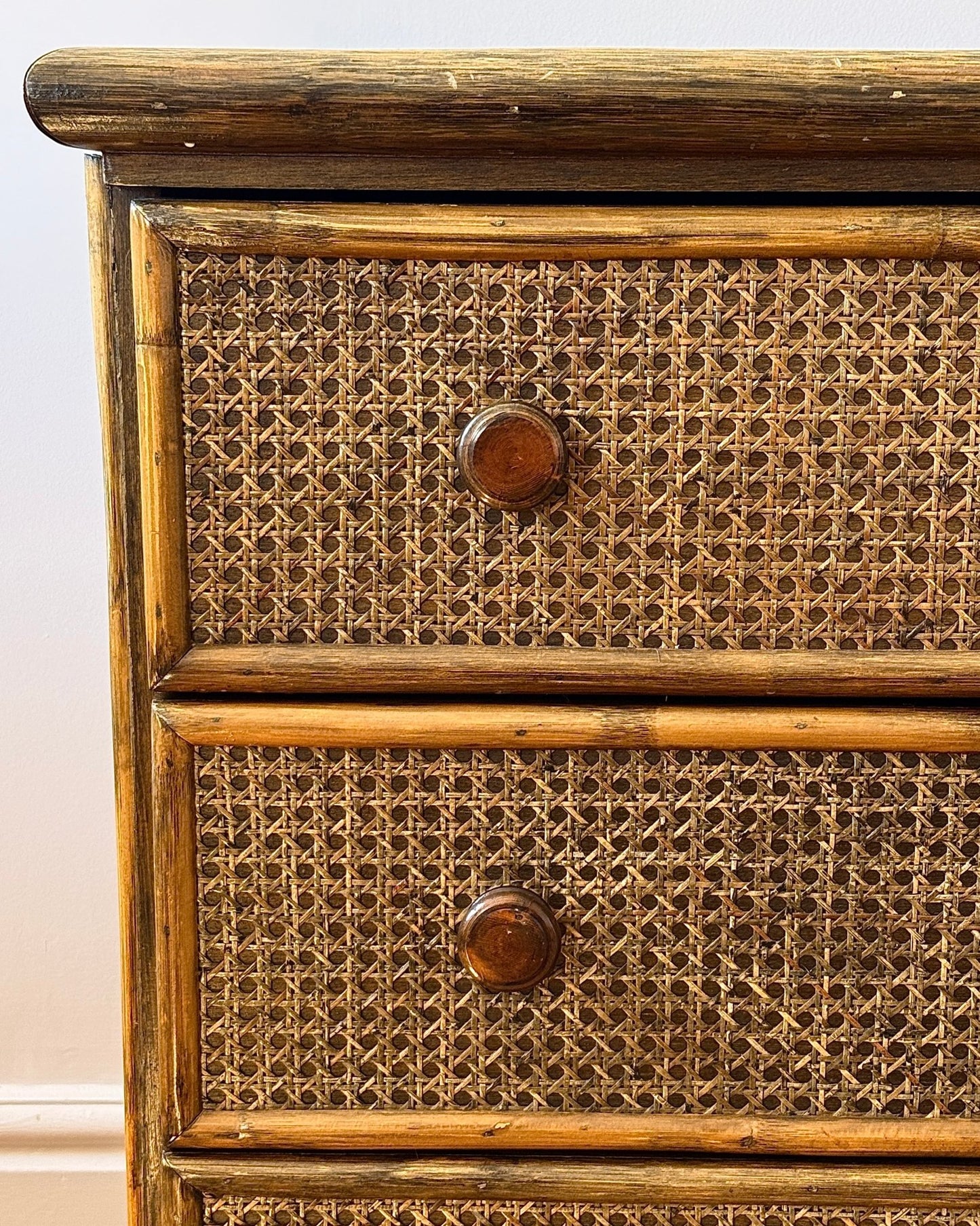 Cane & Bamboo Chest of Drawers, Attributed to Roche Bobois - Club Sourced