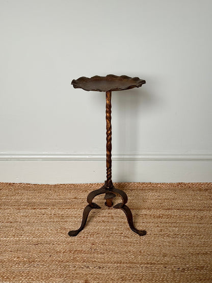 Spanish Wrought Iron Gilded Martini Table with Scalloped Top