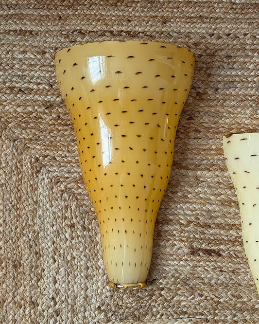 Large Yellow Murano Tapered Sconces with Red Flecks by Toso & Massari for Leucos