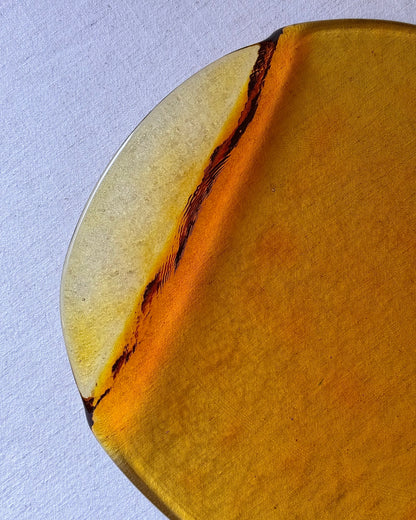 Gösta Sigvard for Lindshammar Amber Glass Platter