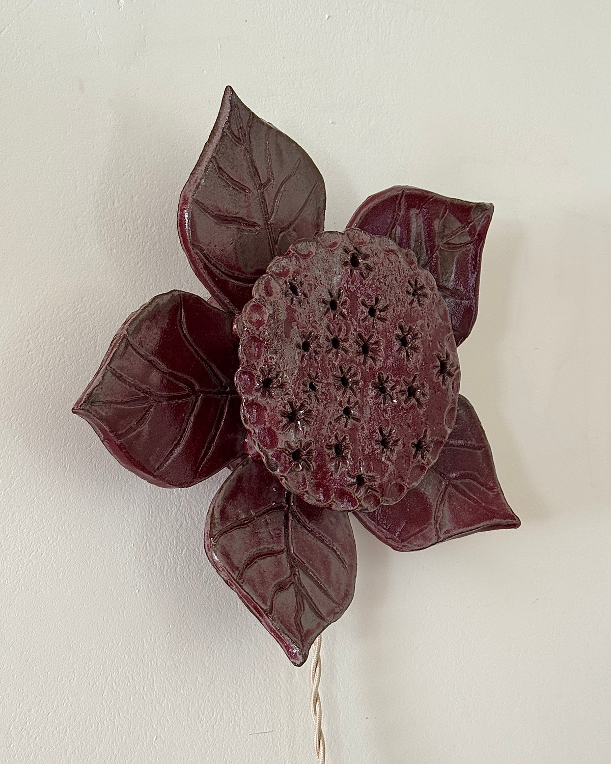Swedish Ceramic Flower Wall Sconce, c.1970