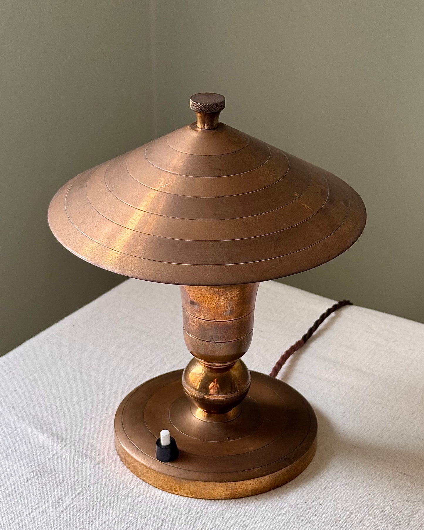 Pair of Brass Art Deco Belgian Table Lamps, signed Gersyl