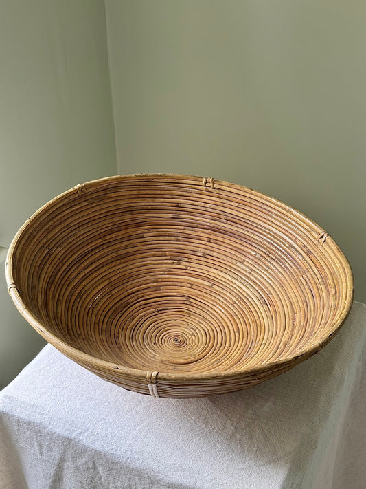 French Large Scale Sculptural Pencil Reed Bowl