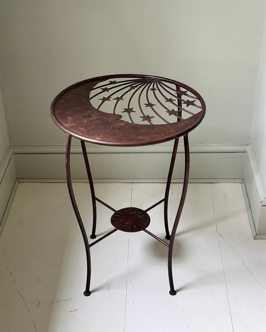 French Mid-century Atelier Celestial Wrought Iron Side Table