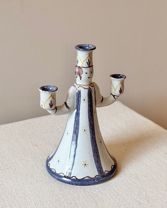 Ceramic Candlestick by Eva Jancke-Björk for Bo Fajan, Sweden 1930's
