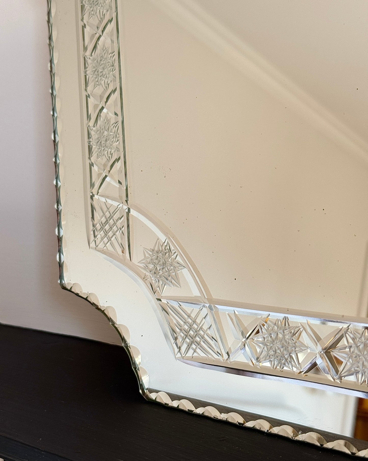French Art Deco Star Etched Mirror - Club Sourced