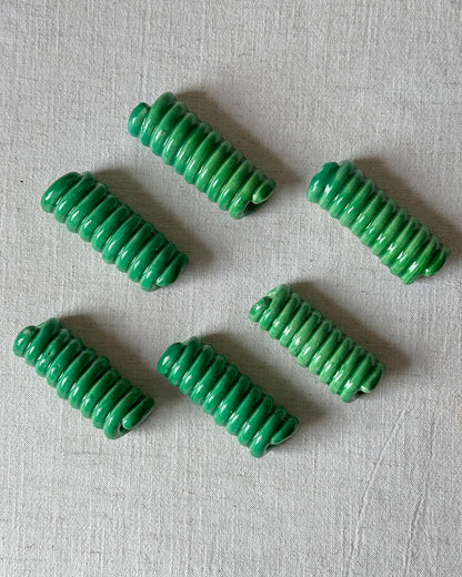 French Coiled Green Ceramic Cutlery Rests - 12 Available