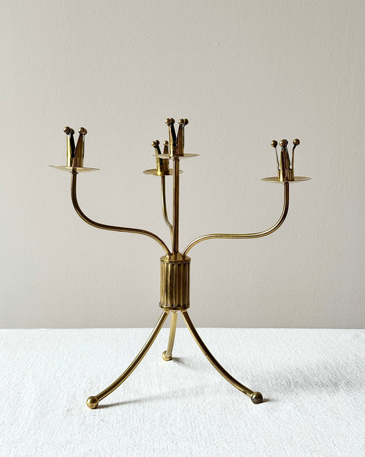 Mid-Century Swedish Brass Candelabra