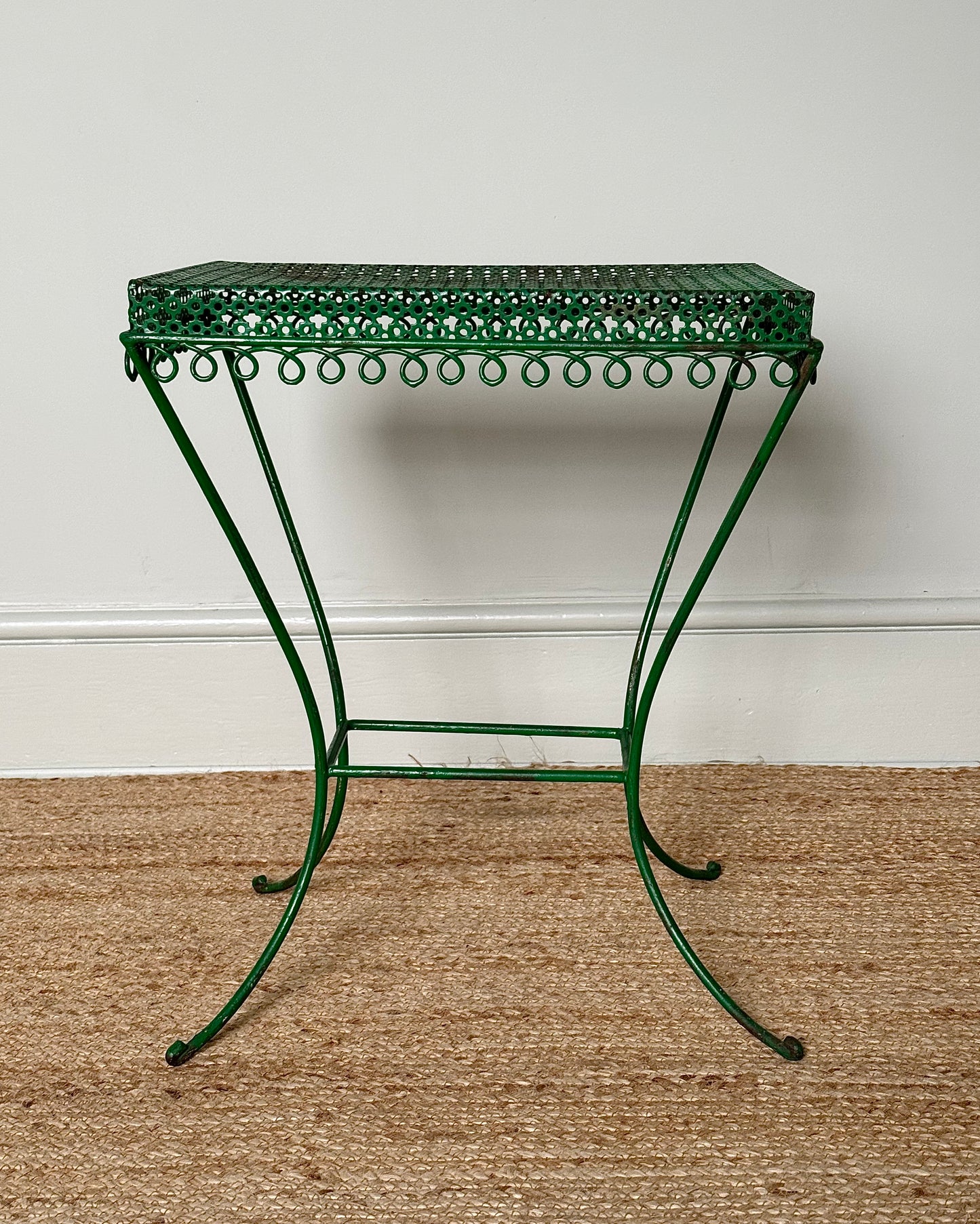 Mid-Century French Perforated Iron Side Table in the style of Mathieu Matégot