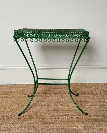 Mid-Century French Perforated Iron Side Table in the style of Mathieu Matégot