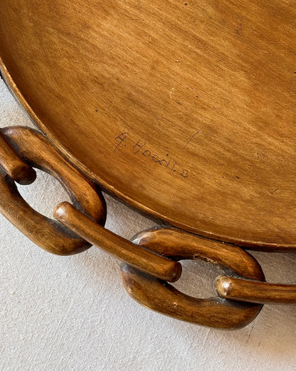 Belgian Carved Wooden Bowl by A. Hoedts