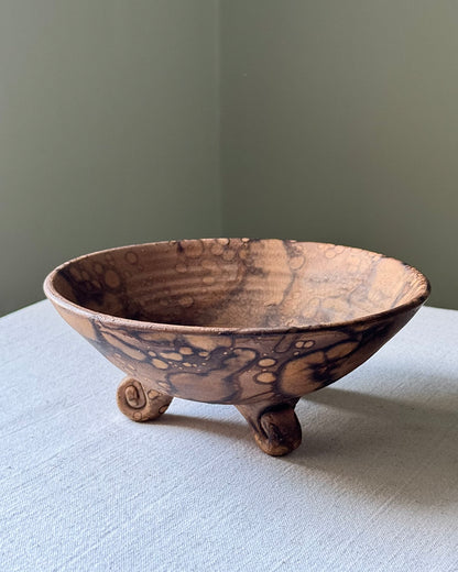 Danish Tripod Footed Mottled Bowl by Erik Bendtsen