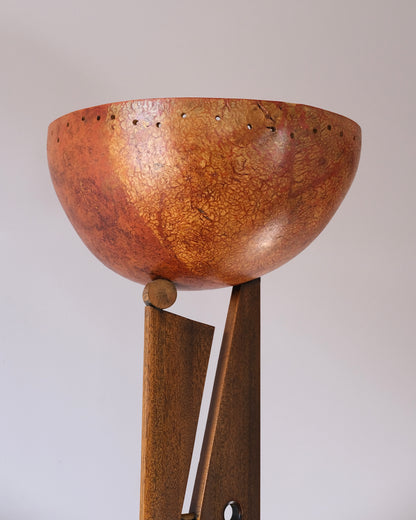 Modernist Carved Wood Floor Lamp