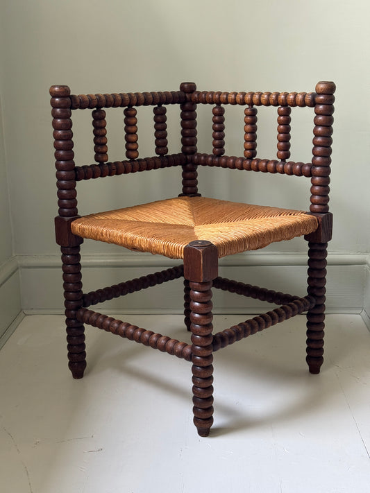 French Bobbin Corner Chairs pair