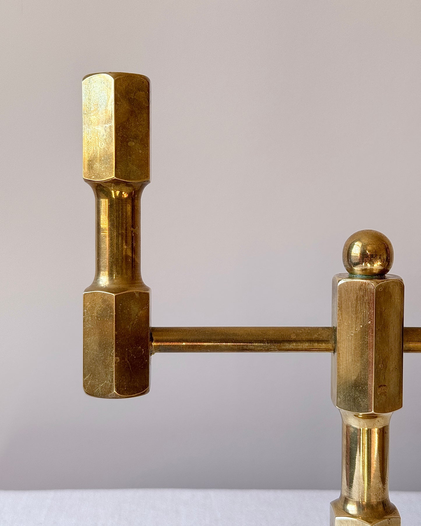 Swedish Brass Geometric Candelabra