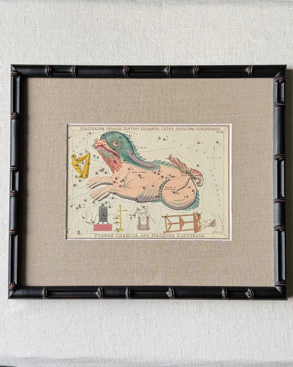 Antique Hand-Painted Constellation Print ‘Urania’s Mirror’ by Sidney Hall c. 1825