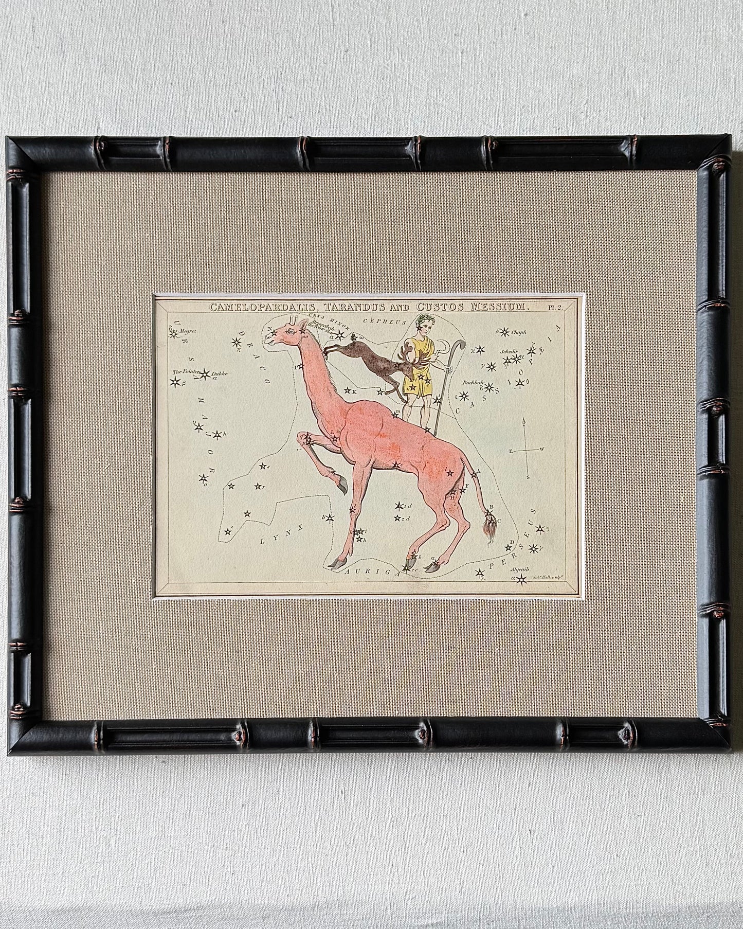 Antique Hand-Painted Constellation Print ‘Urania’s Mirror’ by Sidney Hall c. 1825