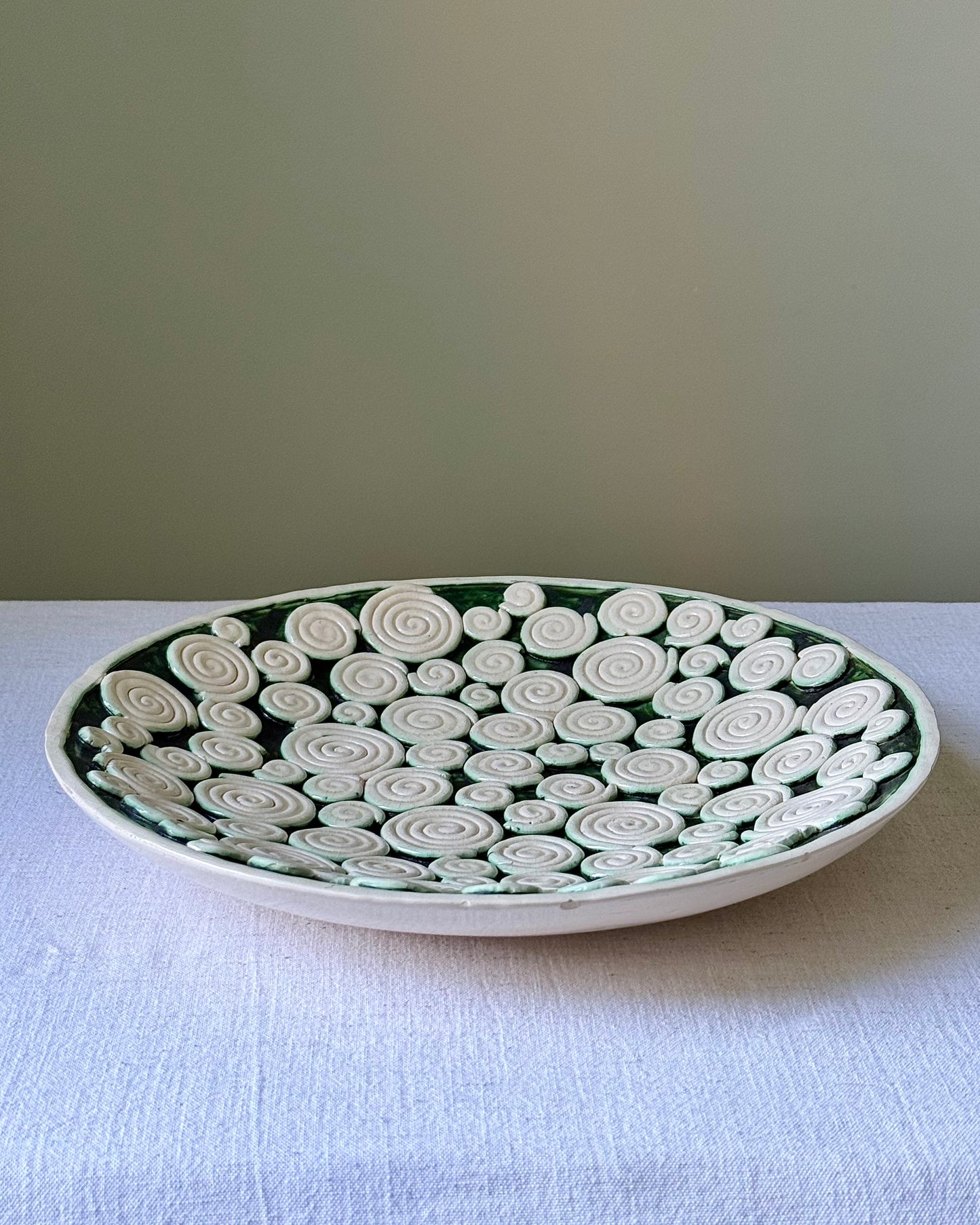 Mid-century Ceramic Coiled Relief Bowl, Signed Florian