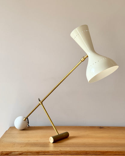 Mid-century Italian White Brass Diabolo Lamp