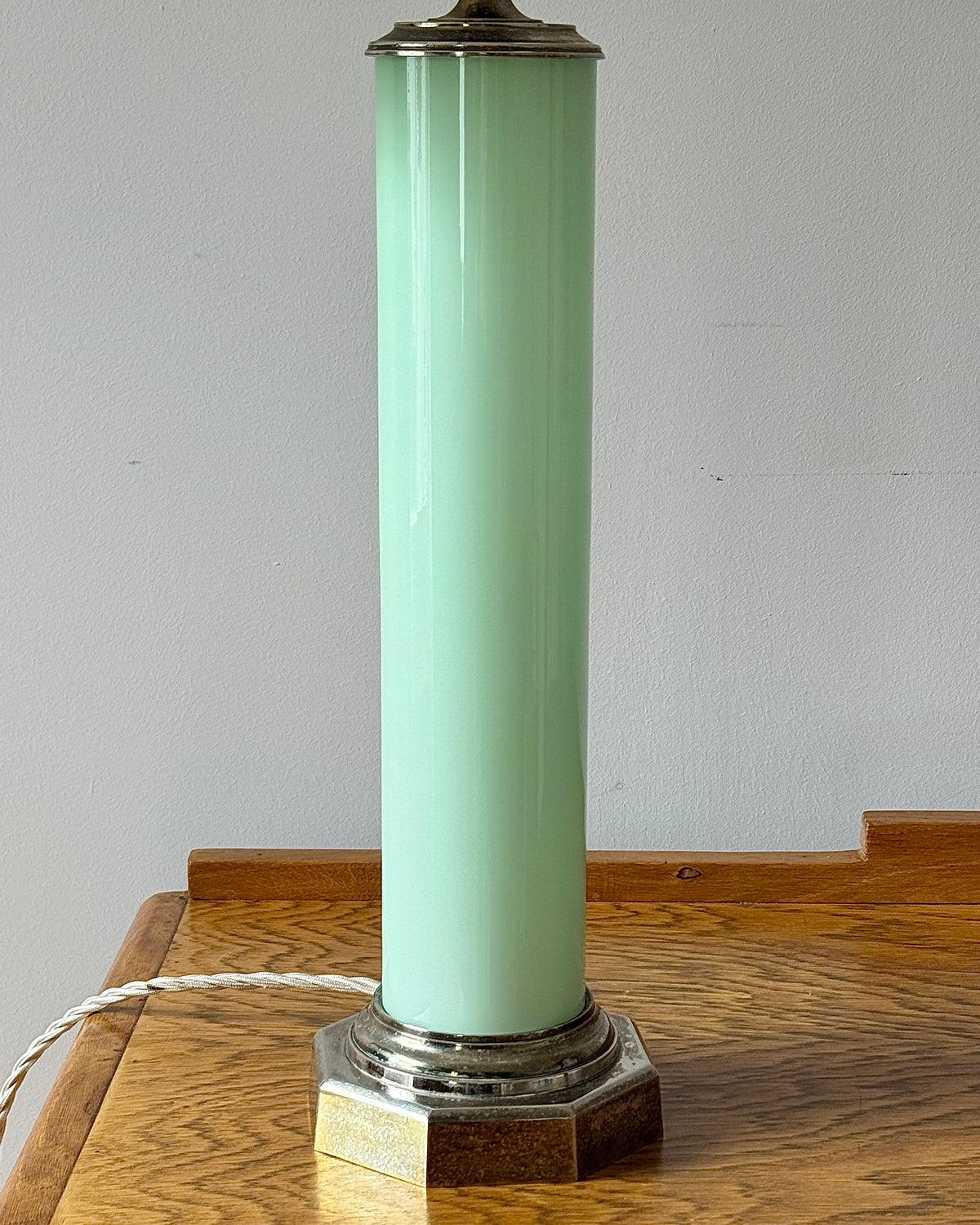 Art Deco Green Opaline Table Lamp
