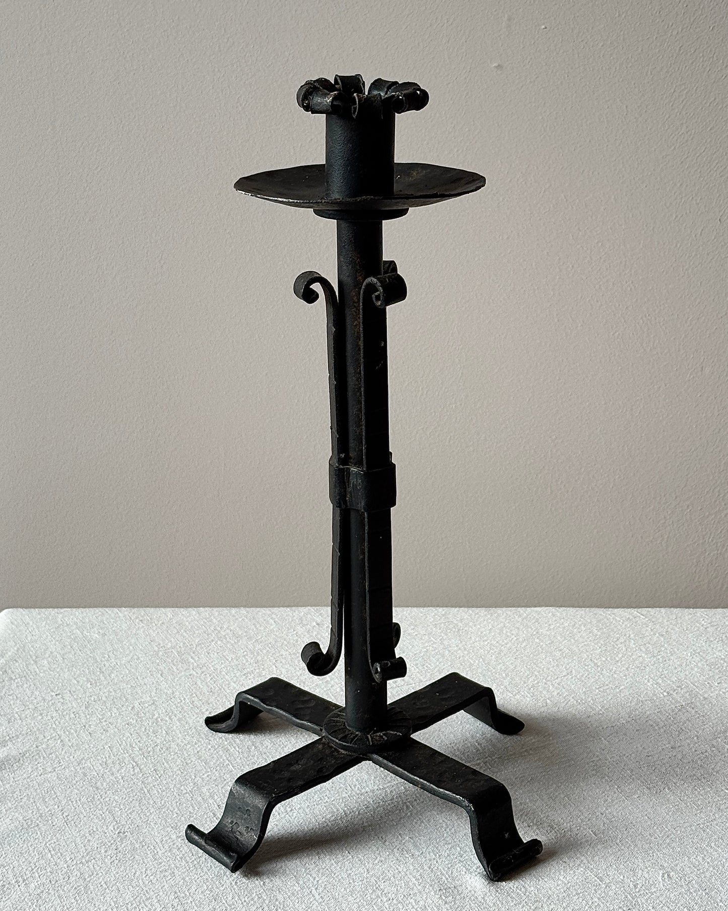 Hand Forged Wrought Iron Scroll Candlestick