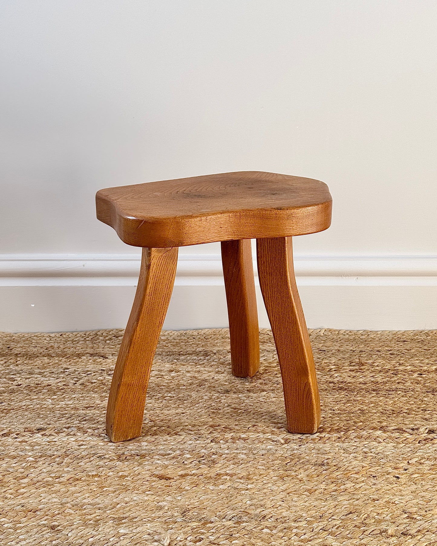 French Mid-century Irregular Elm Stool