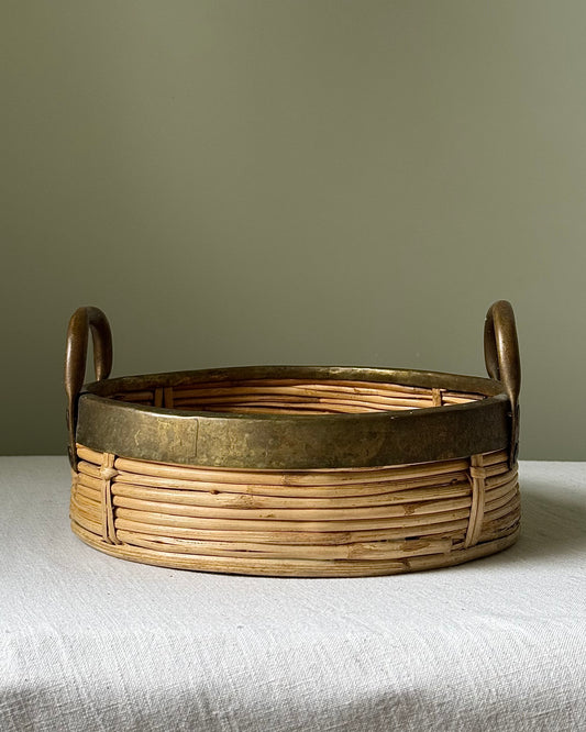 Small Italian Pencil Reed and Brass Tray