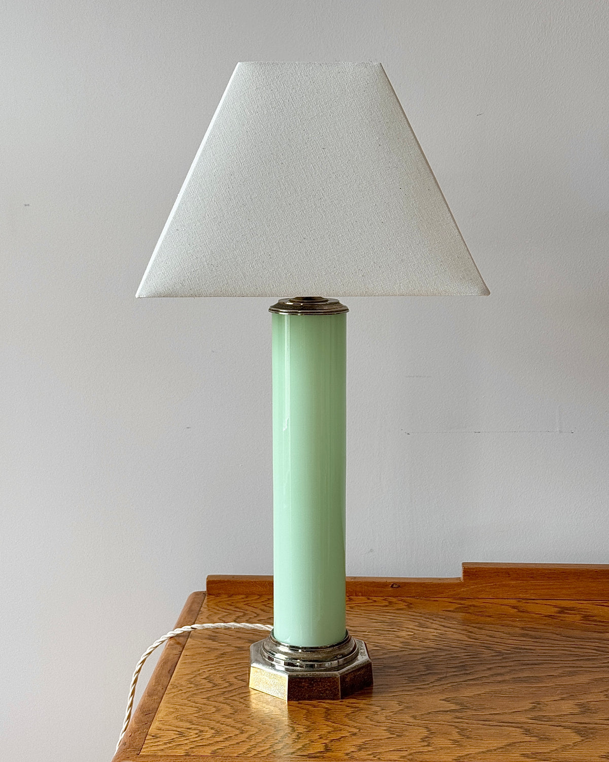 Art Deco Green Opaline Table Lamp