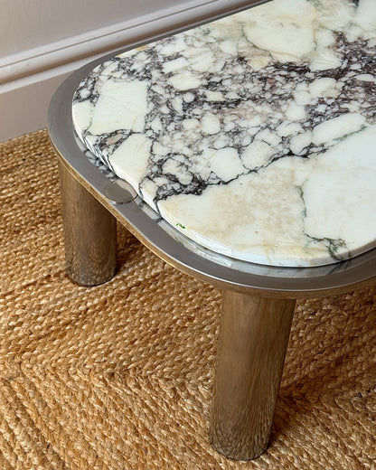 Italian Chrome and Viola Marble Coffee Table