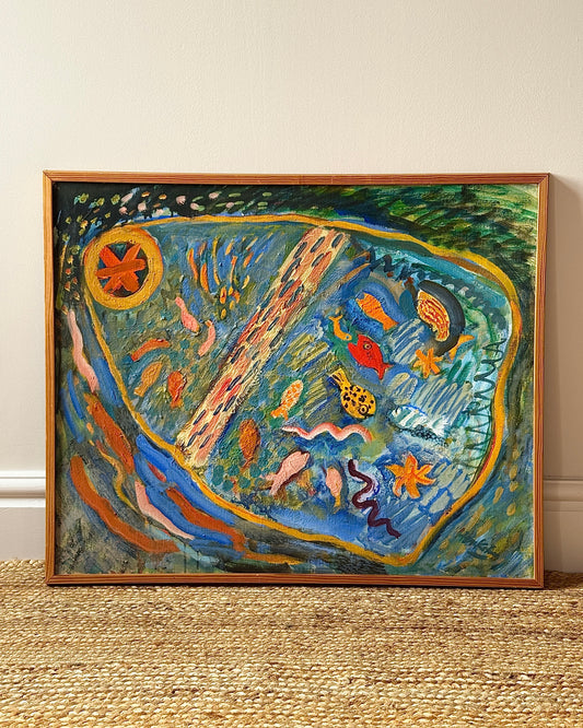 The Catch, Signed Swedish Oil on Canvas