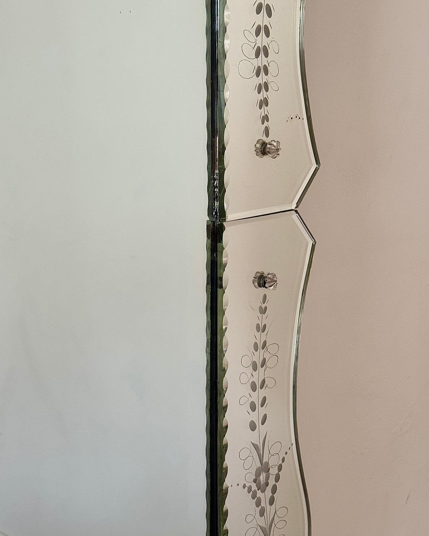 Large Venetian Mirror with Engraved Floral Border