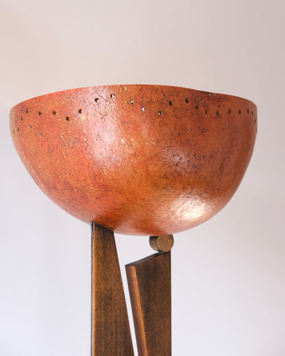 Modernist Carved Wood Floor Lamp