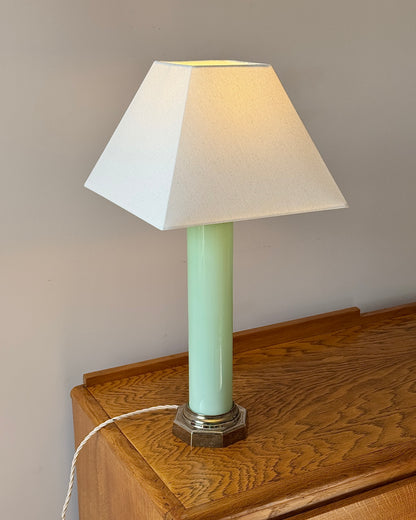 Art Deco Green Opaline Table Lamp
