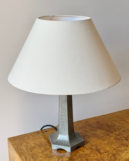 English Arts & Crafts Hammered Pewter Table Lamp