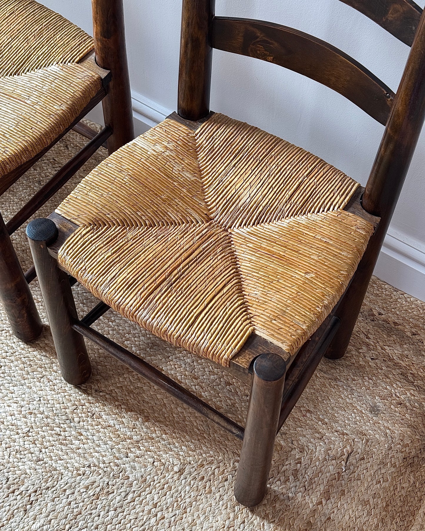 Set of 6 French Rush Ladderback Dining Chairs