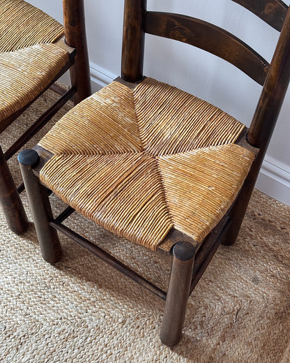 Set of 6 French Rush Ladderback Dining Chairs