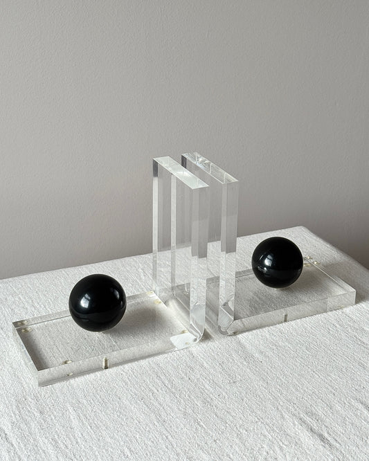 Pair of Lucite Spherical Bookends