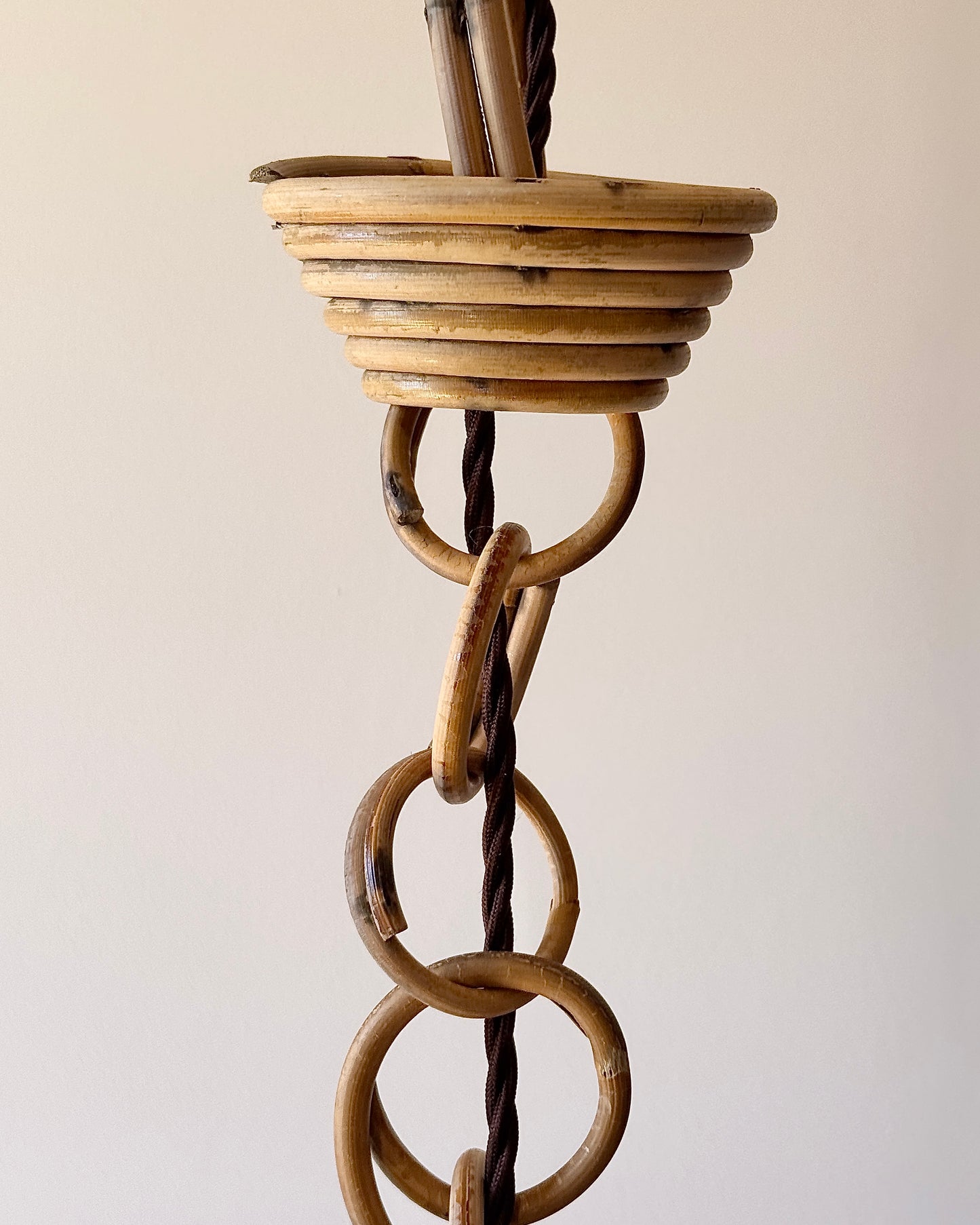 French Caged Bamboo Pendant Light