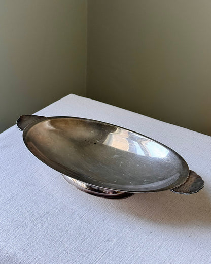 Swedish Grace Silver Plated Serving Bowl with Scallop Shell Handles, 1930s
